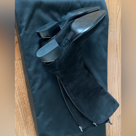 New Alexander Wang Sigrid Black Suede Tall Boots Cut out Heel Shoes - Picture 8 of 16